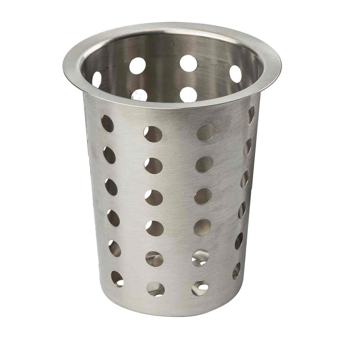 Tablecraft Stainless Steel Brushed Finish with Cuts Silverware Cylinder, 4.5 Dia x 5.5 inch