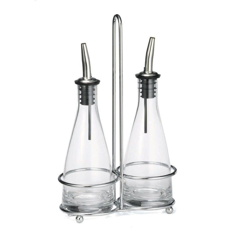 Tablecraft Chrome Plated Rack Cruet Set with Pourer, 6 Ounce Capacity