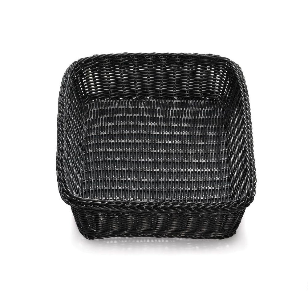 Tablecraft Ridal Collection Polypropylene Large Black Handwoven Rectangular Display Basket, 19 x 14 x 4 inch -- 6 per case