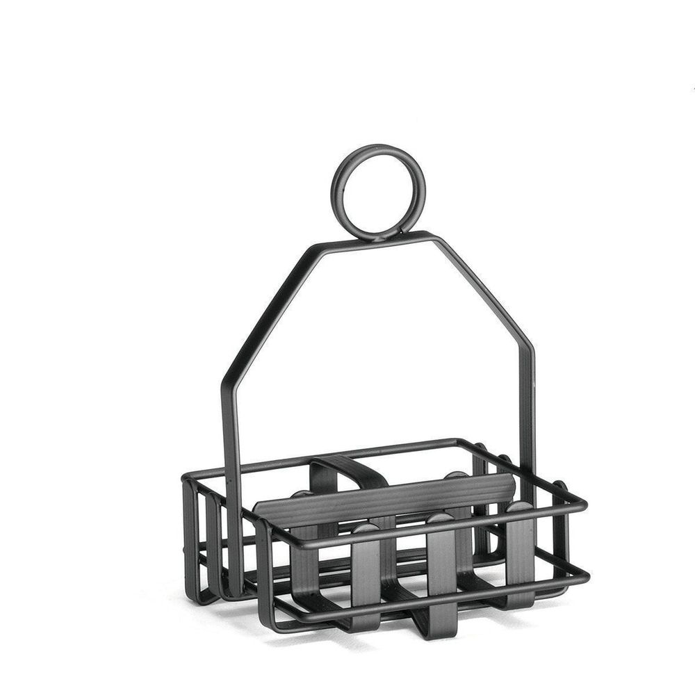 Tablecraft Black Powder Coated Steel Combination Rack, Holds 2 Salt and Pepper Shakers