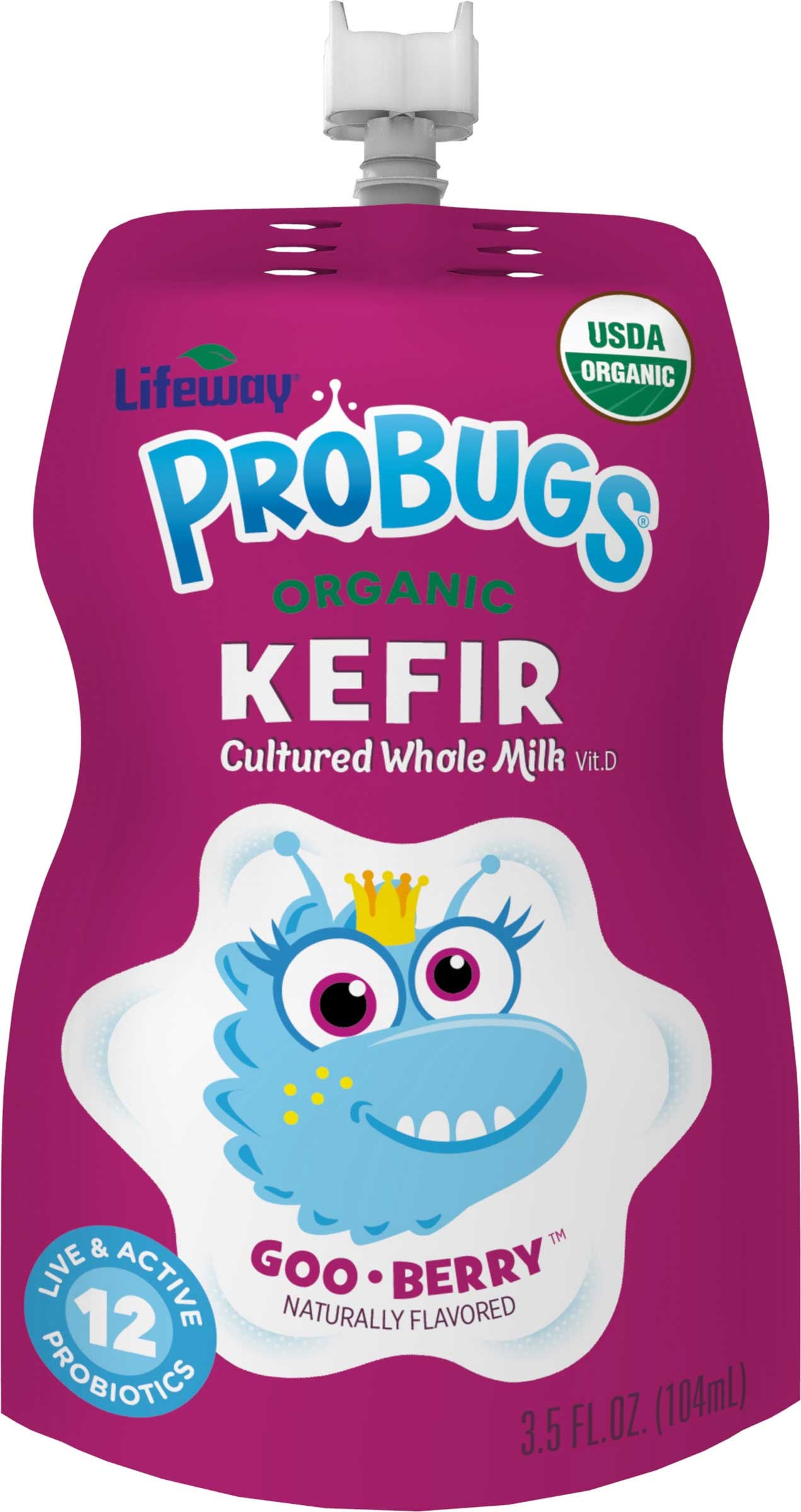 Lifeway ProBugs Goo Berry Kefir, 3.5 Ounce -- 12 per case.