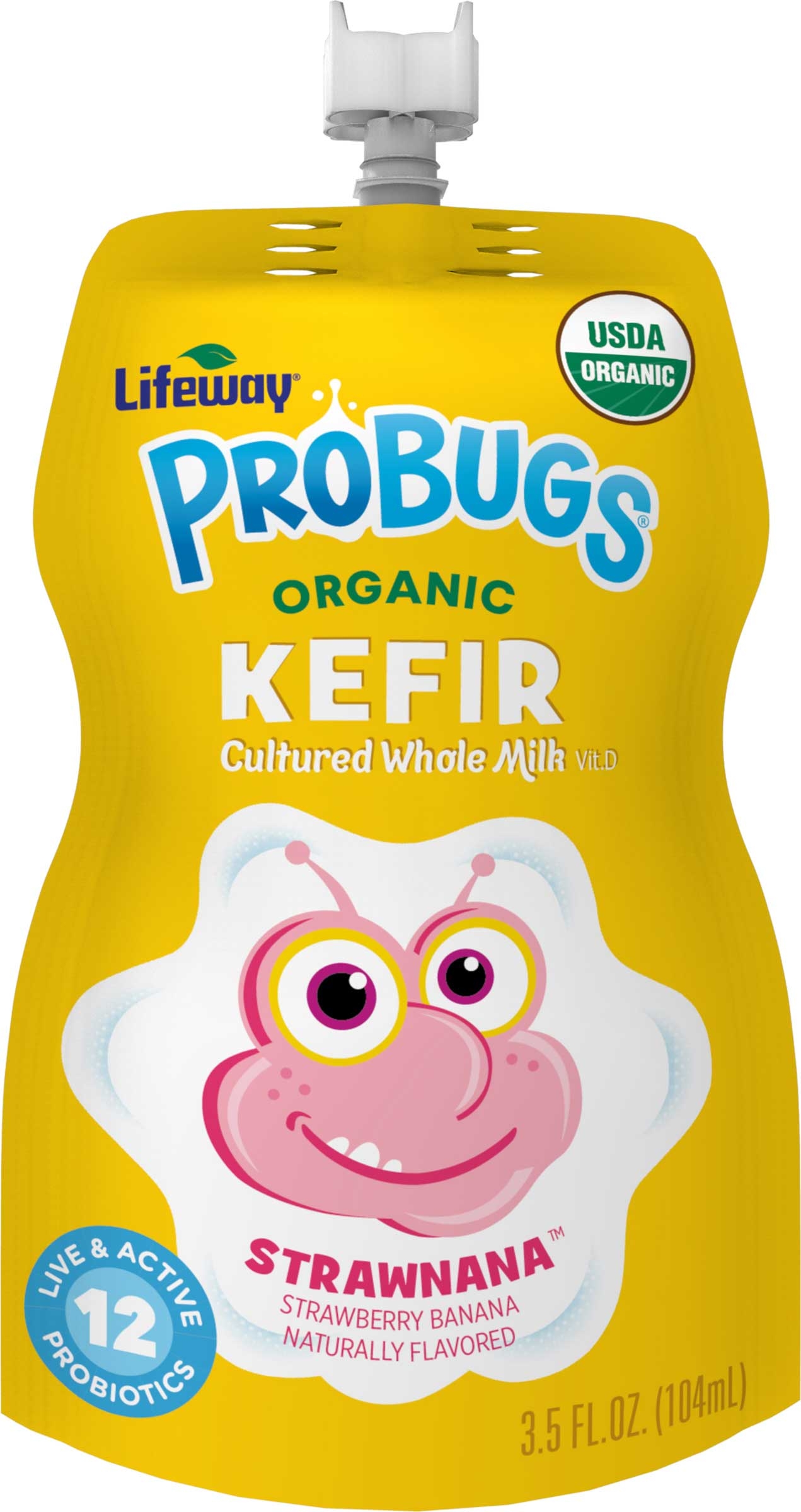 Lifeway ProBugs Strawnana Kefir, 3.5 Ounce -- 12 per case.