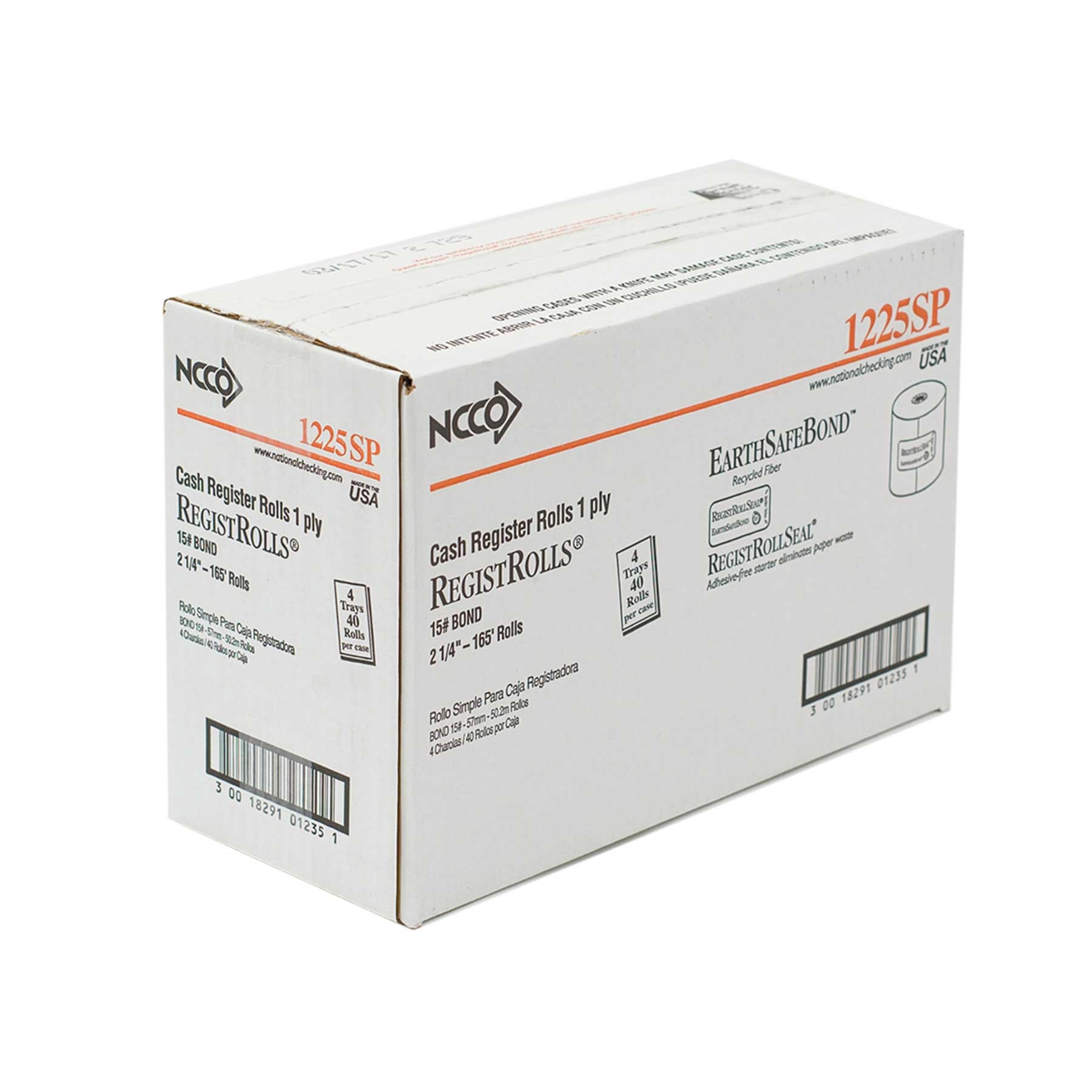 National Checking Company White Bond 1 Ply Register Roll Tape, 2.25 inch -- 40 per case.