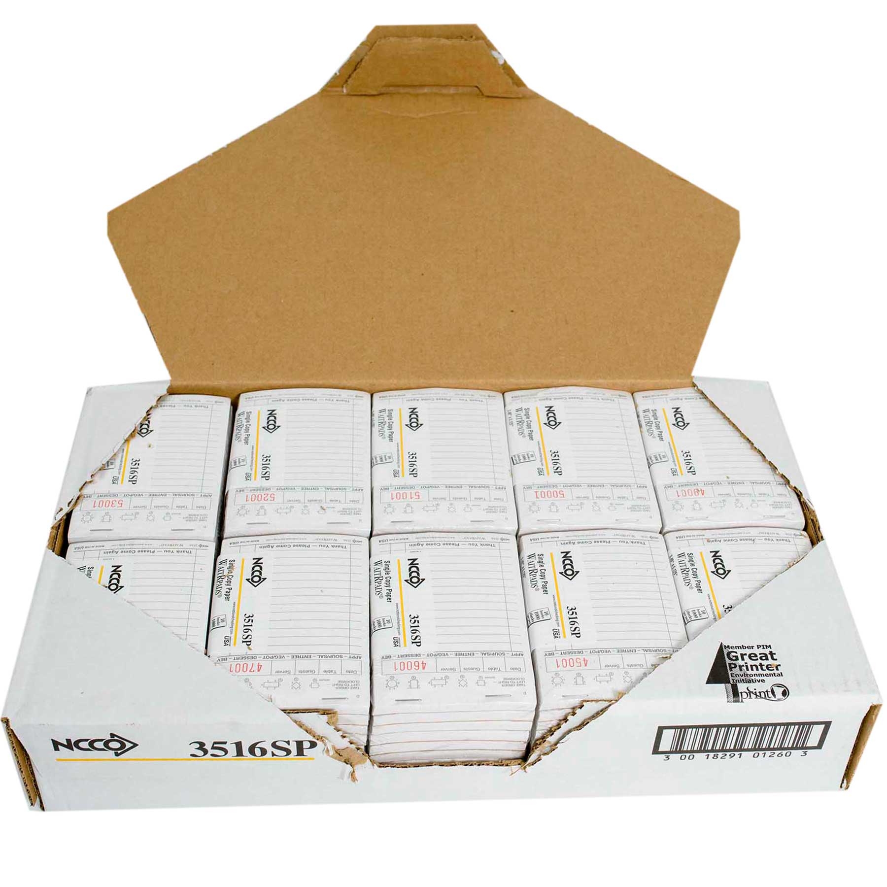 National Checking Company Waitrpad Paper - 1 Part White, 13 Line, 3.5 x 5.125 inch -- 10000 per case.