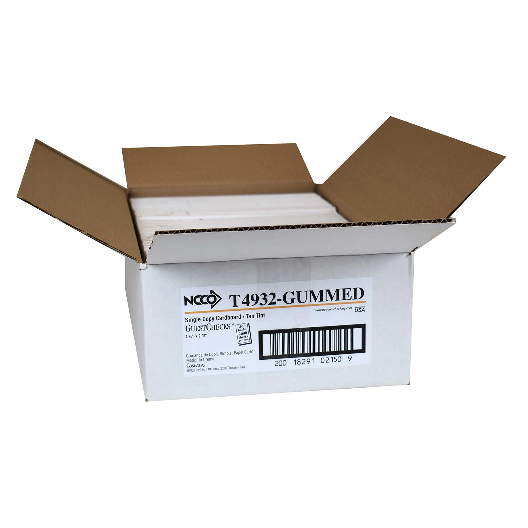 National Checking Company Guest Check Board - 1 Part Tan, 15 Line, 4.20 x 9 inch -- 2000 per case.