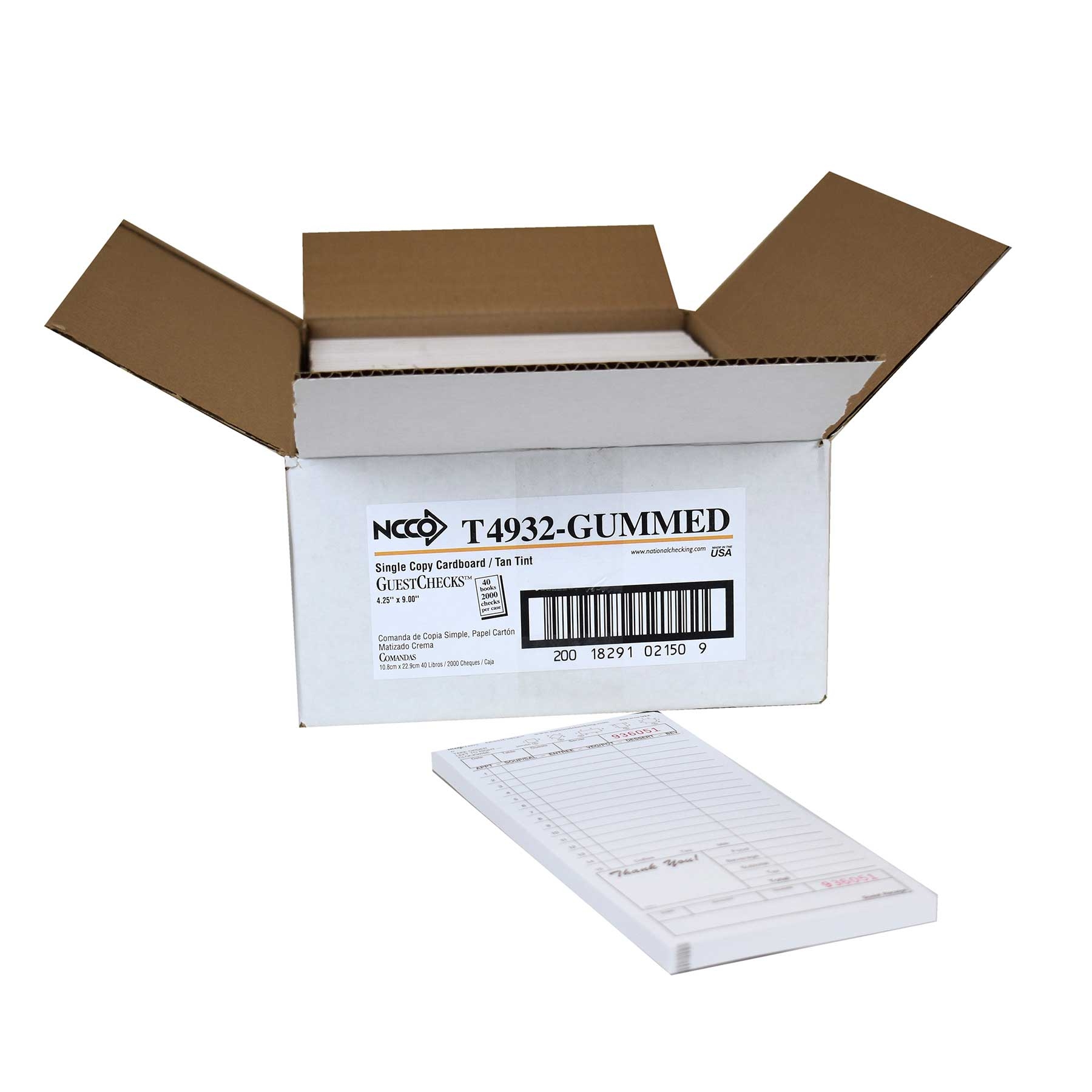 National Checking Company Guest Check Board - 1 Part Tan, 15 Line, 4.20 x 9 inch -- 2000 per case.