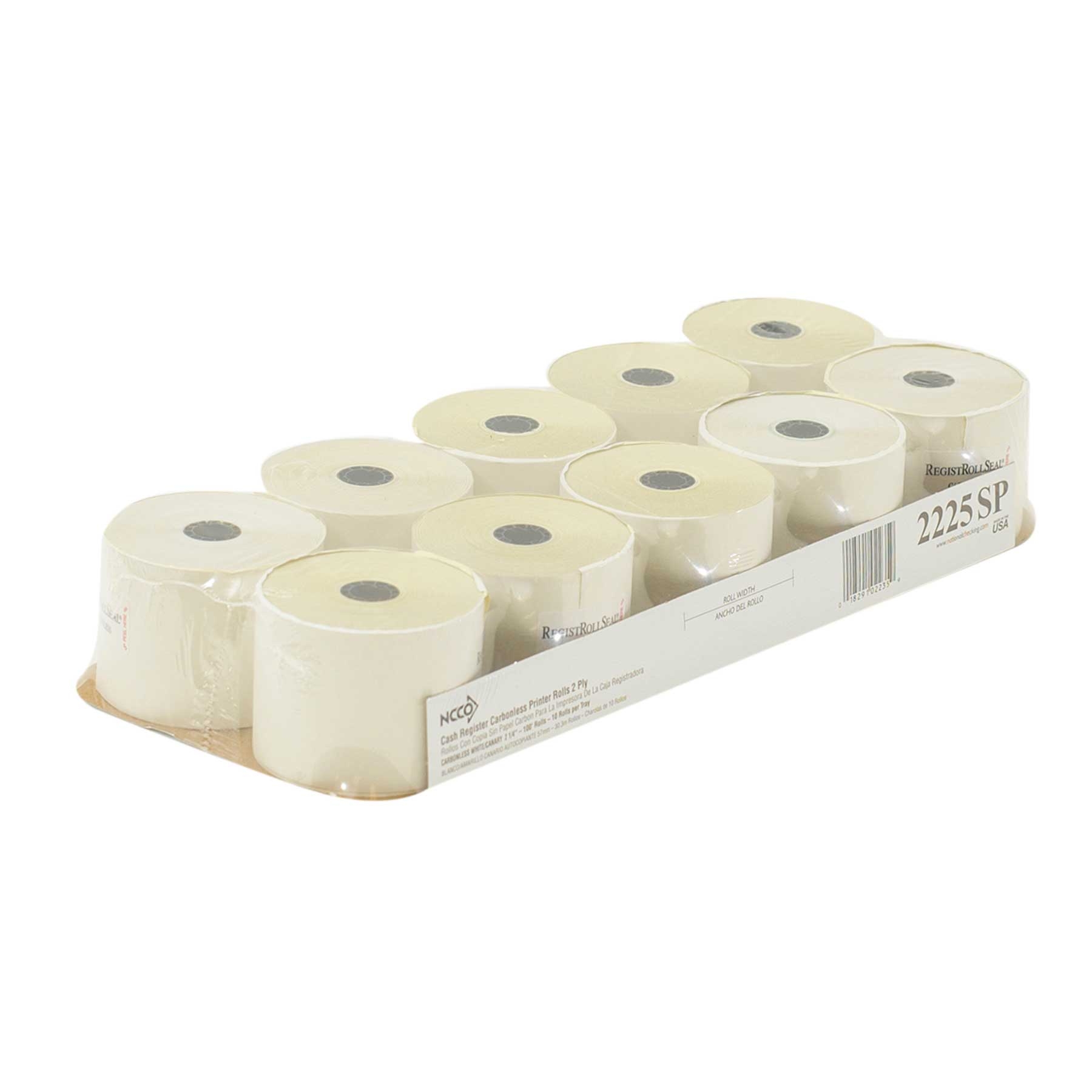 National Checking Company White/Canary Carbonless 2 Ply Register Roll Tape, 2.25 inch -- 40 per case.