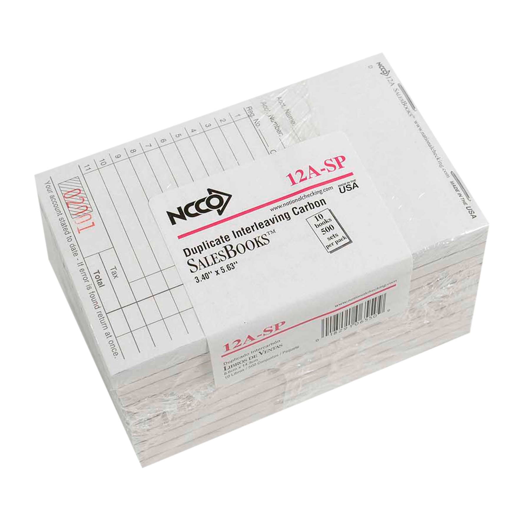 National Checking Company Interleaving Carbon Sales Book - 2 Part White, 11 Line, 3.50 x 5.63 inch -- 100 per case.
