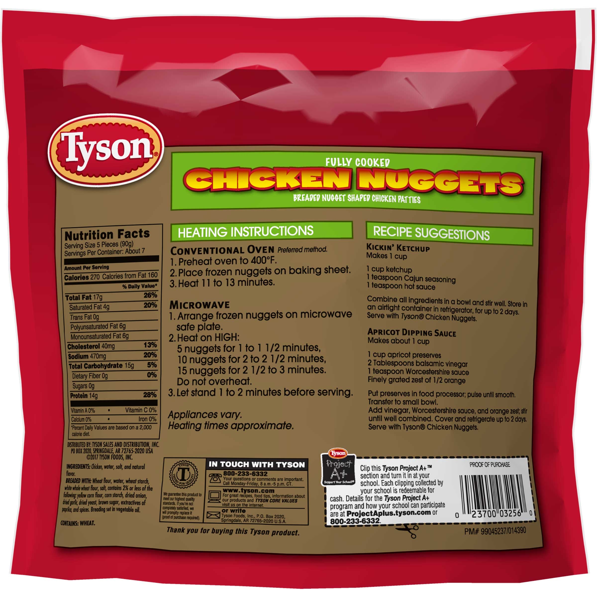 Tyson Fully Cooked Breaded Nugget Shaped Chicken Patties, 1.375 Pound -- 8 per case.