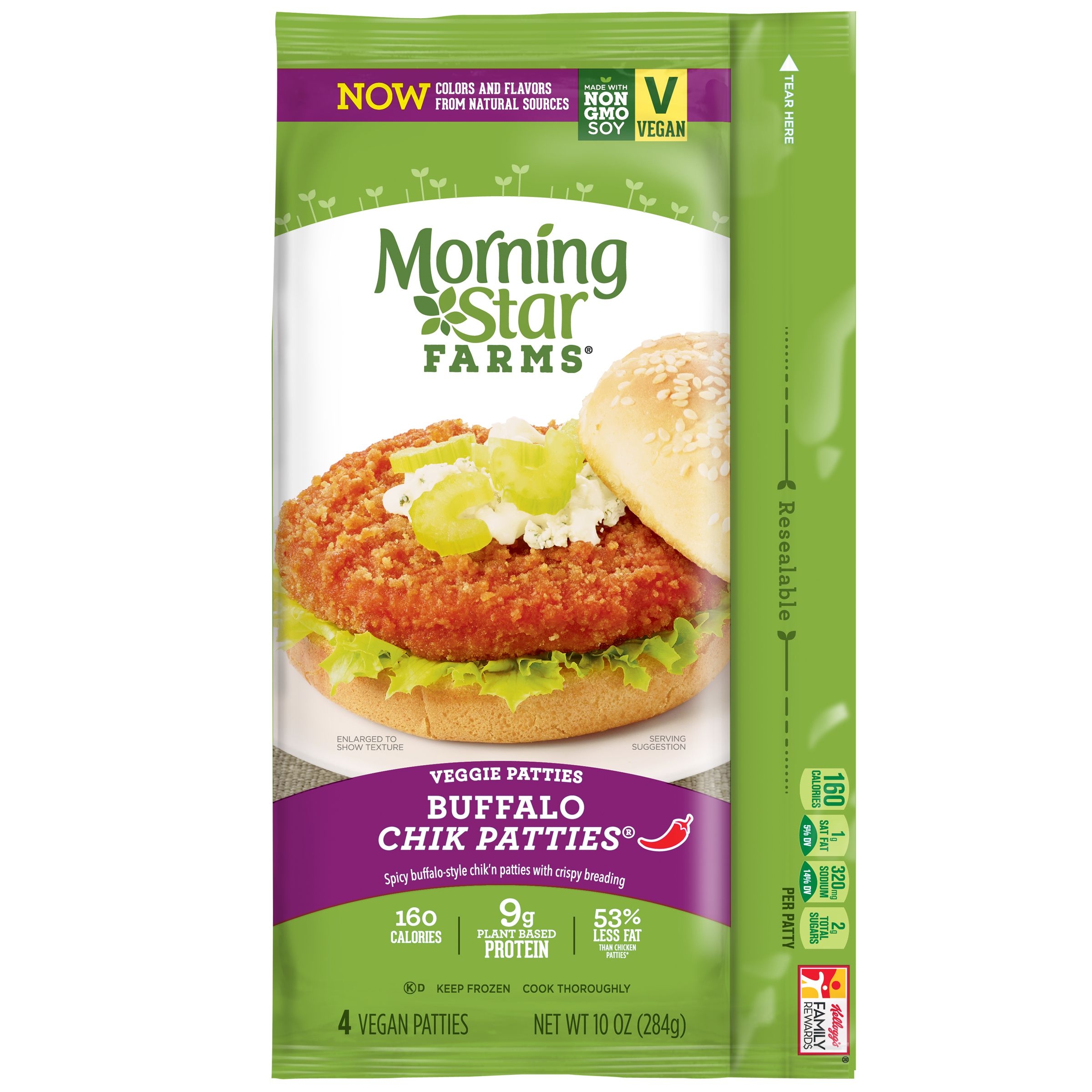 Morningstar Farms Buffalo Chik Veggie Patties, 10 Ounce -- 7 per case.