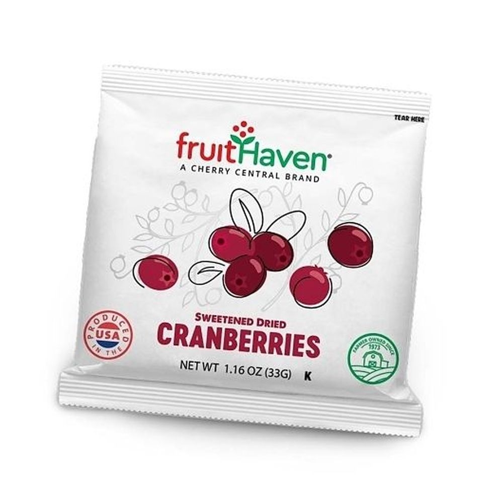 Fruithaven Sliced and Sweetened Dried Cranberries, 1.16 Ounce -- 100 per case