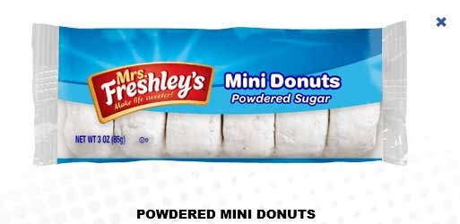 Mrs Freshleys Variety Mini Donuts, 6 Donuts per Pack -- 72 per case