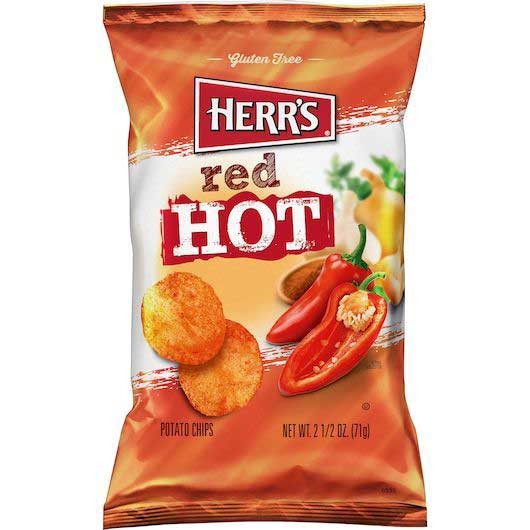 Herr Foods Red Hot Potato Chips, 2.5 Ounce -- 12 per case