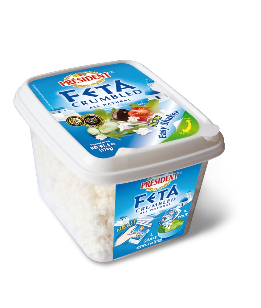 President Plain Feta Cheese Crumble, 6 Ounce -- 8 per case.