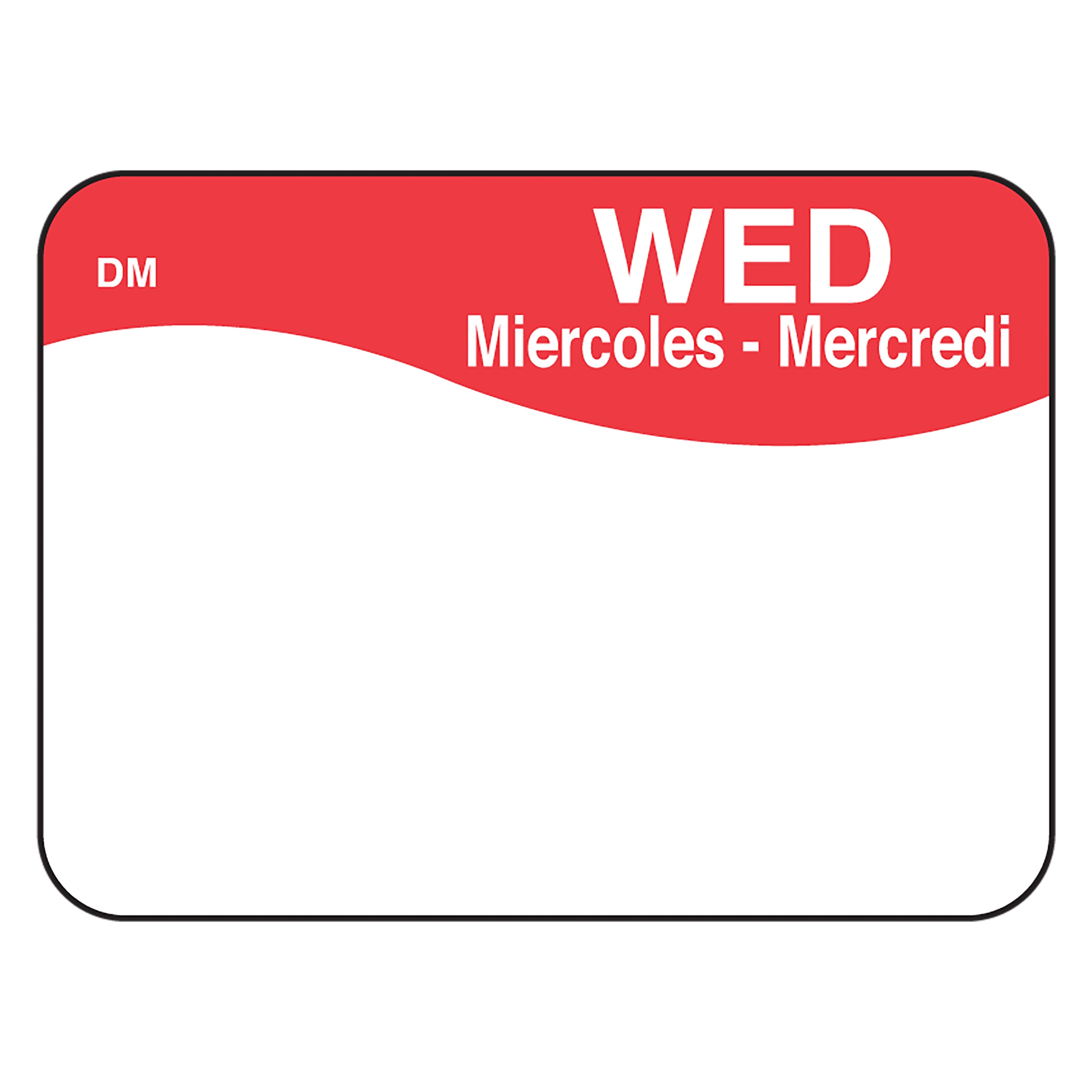 Dissolvemark Dissolve A Way Wednesday 7/8 x 1.25 inch Day of the Week Labels, 1000 count per roll -- 12 rolls per case.