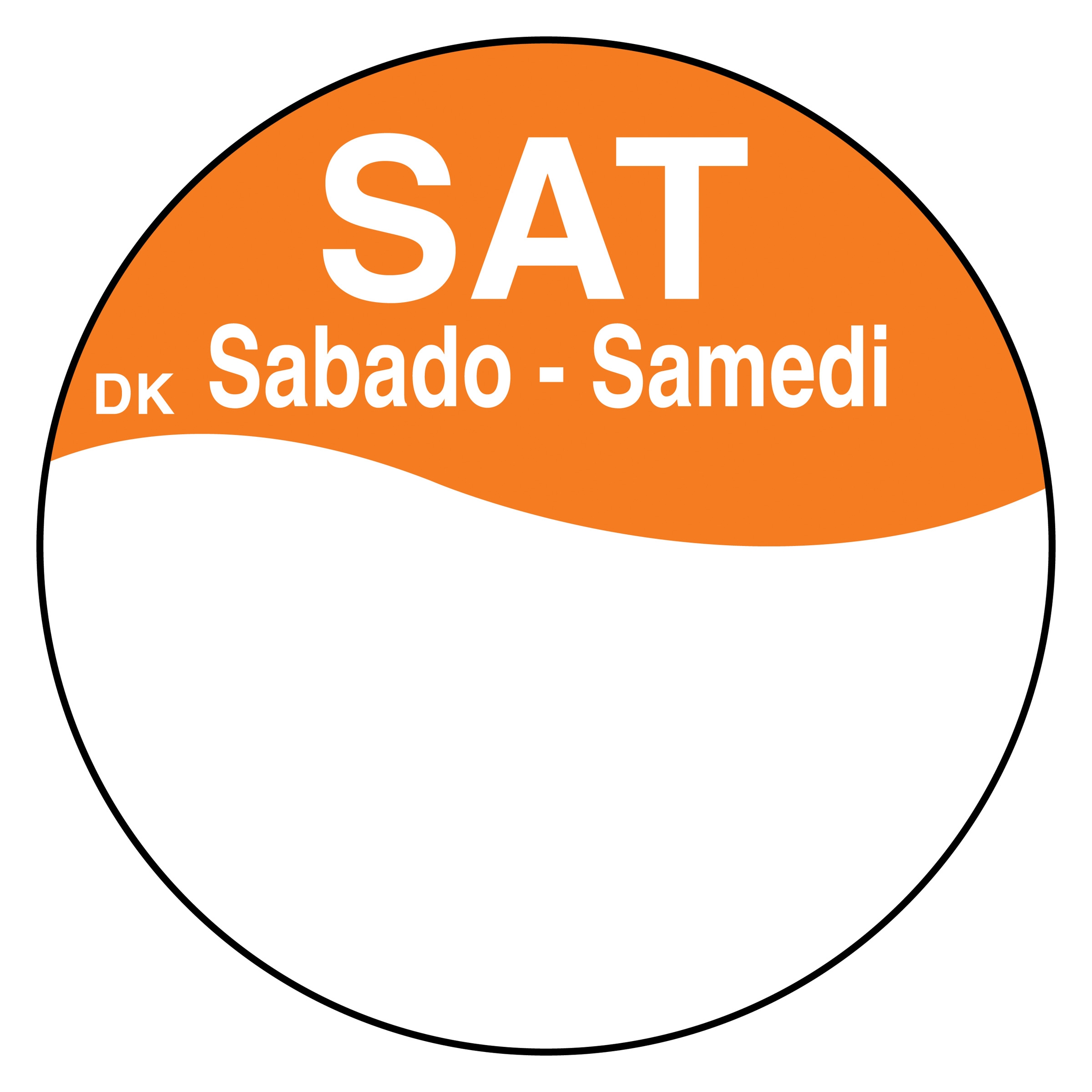 Daymark Round Permanent Half Blank Bilingual Day of the Week Label - Saturday, 1 inch -- 12 rolls per case.