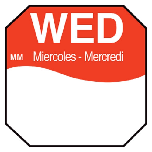 Daymark Wednesday Movemark Octagonal Trilingual Day Of The Week Removable Label, 1 Inch -- 12 Per Case