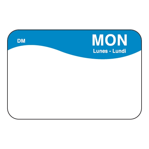 Daymark DissolveMark Day of the Week Label - Monday, 1 x 1.5 inch -- 12 rolls per case.