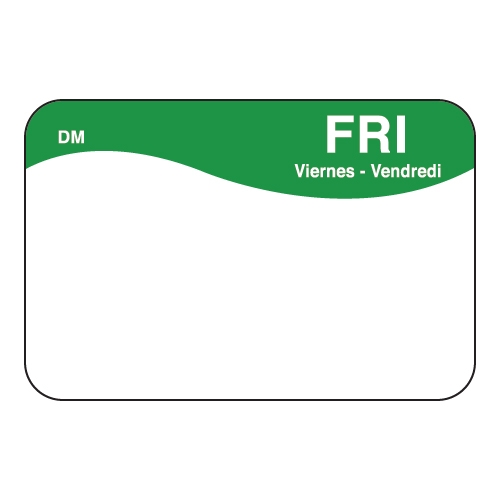 Daymark DissolveMark Day of the Week Label - Friday, 1 x 1.5 inch -- 12 rolls per case.