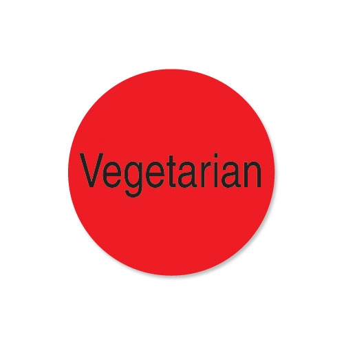 Daymark Duramark Red Vegetarian 1 Inch Circle Radiant Deli Label, 1000 Count -- 12 Per Case