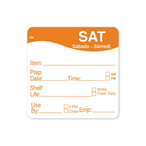 Daymark DissolveMark Shelf Life Day of the Week Label - Saturday, 2 x 2 inch -- 12 rolls per case.