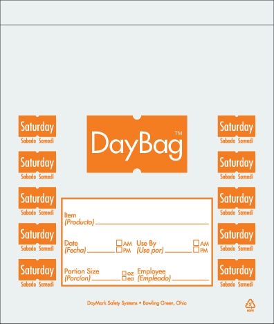 Daymark Day of the Week Portion Bag - Saturday, 5.5 x 5.5 inch -- 4 rolls per case.