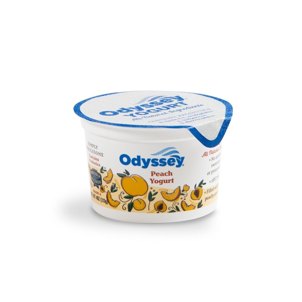 Odyssey Peach Yogurt, 4 Ounce -- 12 per case