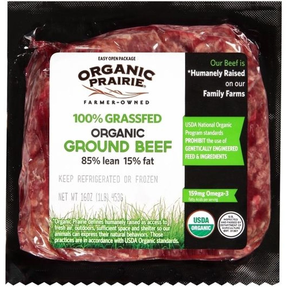 Organic Prairie Grass Fed 85 Percent Lean Ground Beef, 1 Pound -- 8 per case