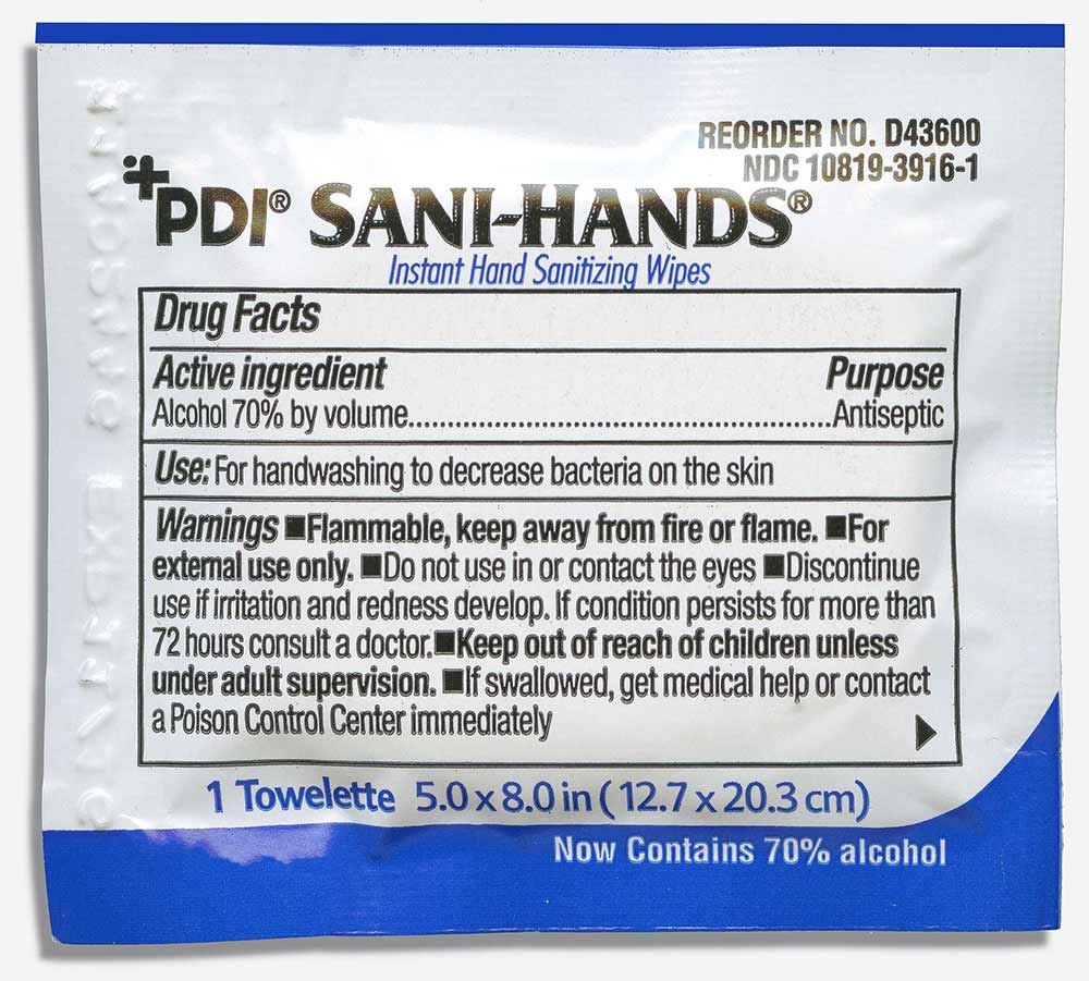 Sani Professional Sani Hands Instant Hand Sanitizing Wipes -- 1000 per case.