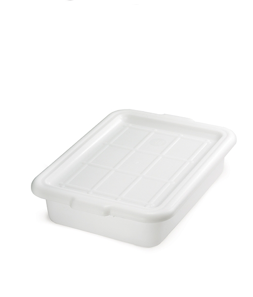 Tablecraft High Density Polyethylene Milky White Freezer Storage Box, 5 inch -- 12 per case.