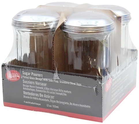 Tablecraft Sugar Pourer with Stainless Steel Side Flap Top, 12 Ounce - 4 count per pack -- 4 packs per case