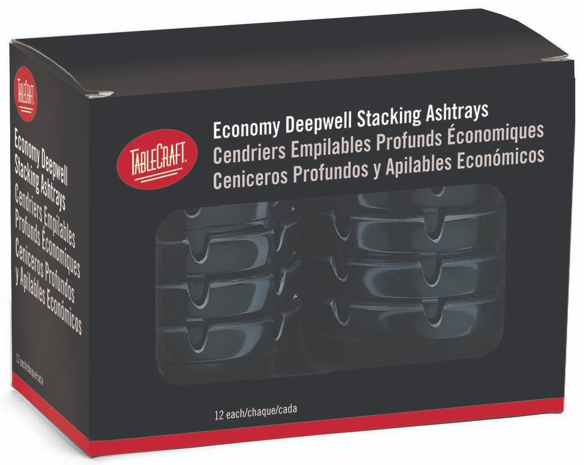 Tablecraft Black Stacking Ashtray - 12 count per pack -- 6 packs per case