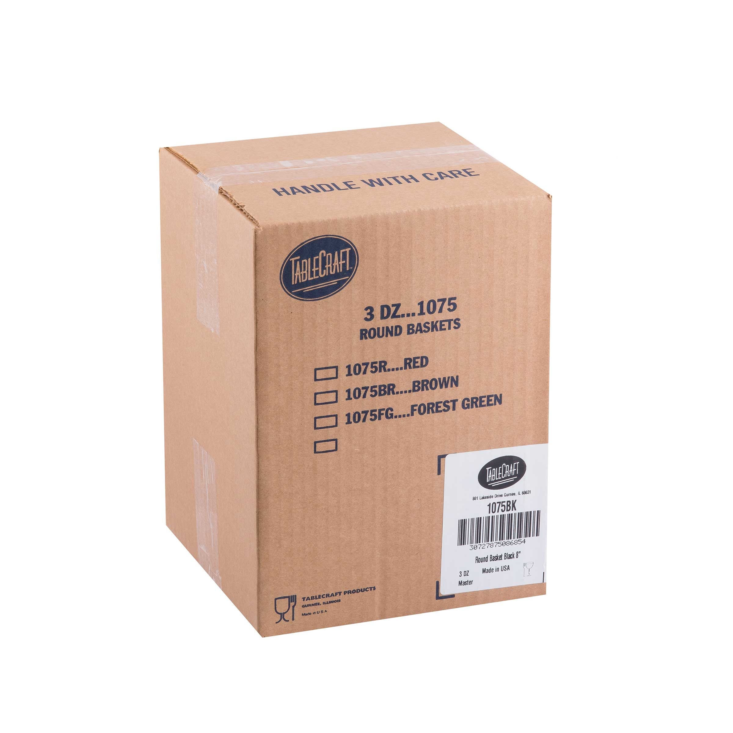 Tablecraft Plastic Black Round Serving Basket, 8 x 2 3/8 inch -- 36 per case