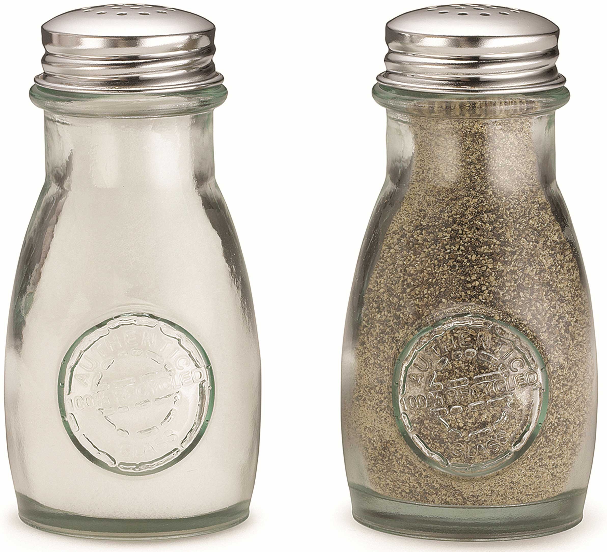 Tablecraft Recycled Glass Salt and Pepper Shaker with Stainless Steel Top, 4 Ounce -- 24 per case