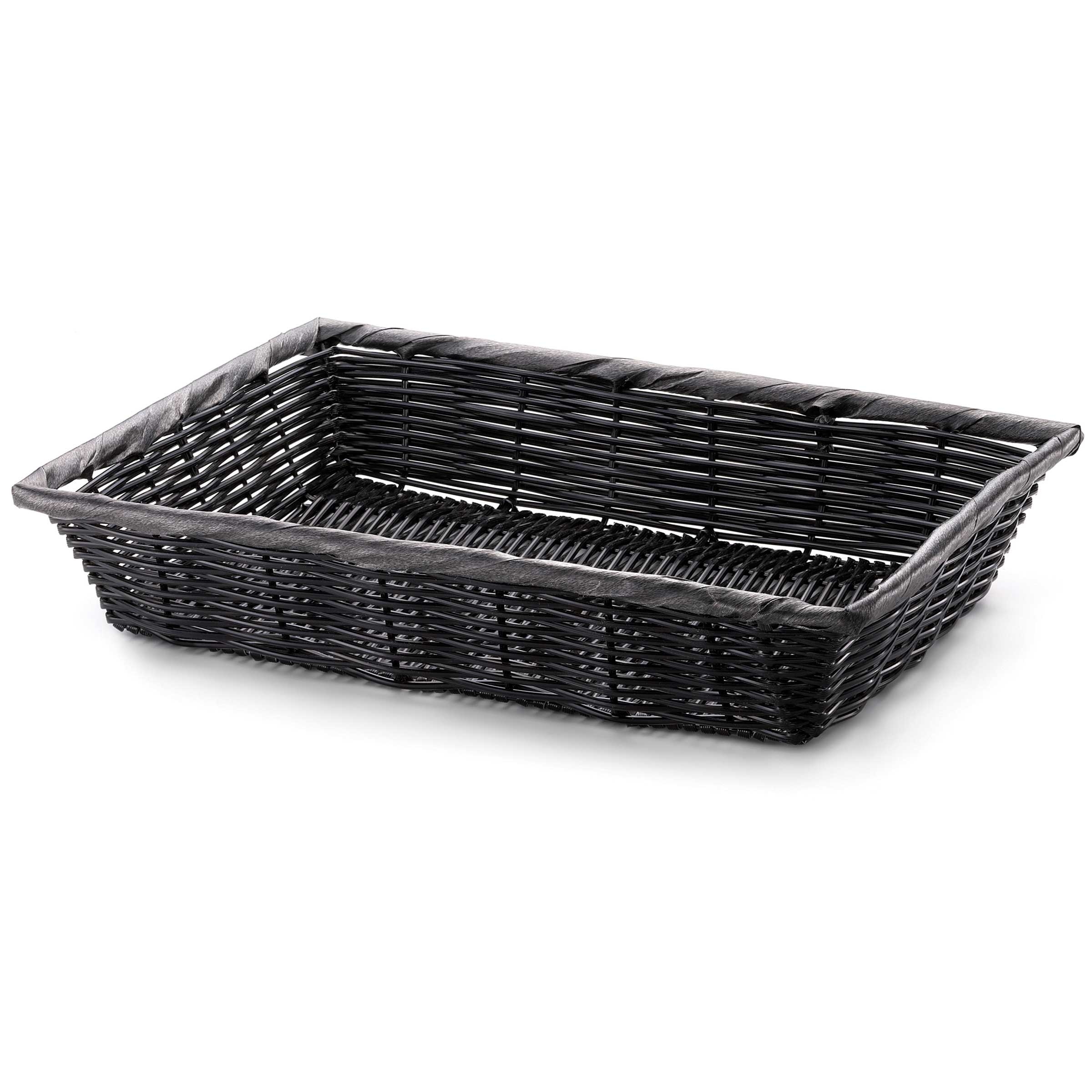 Tablecraft Rectangle Black Woven Basket, 14 x 10 x 3 inch -- 64 per case.