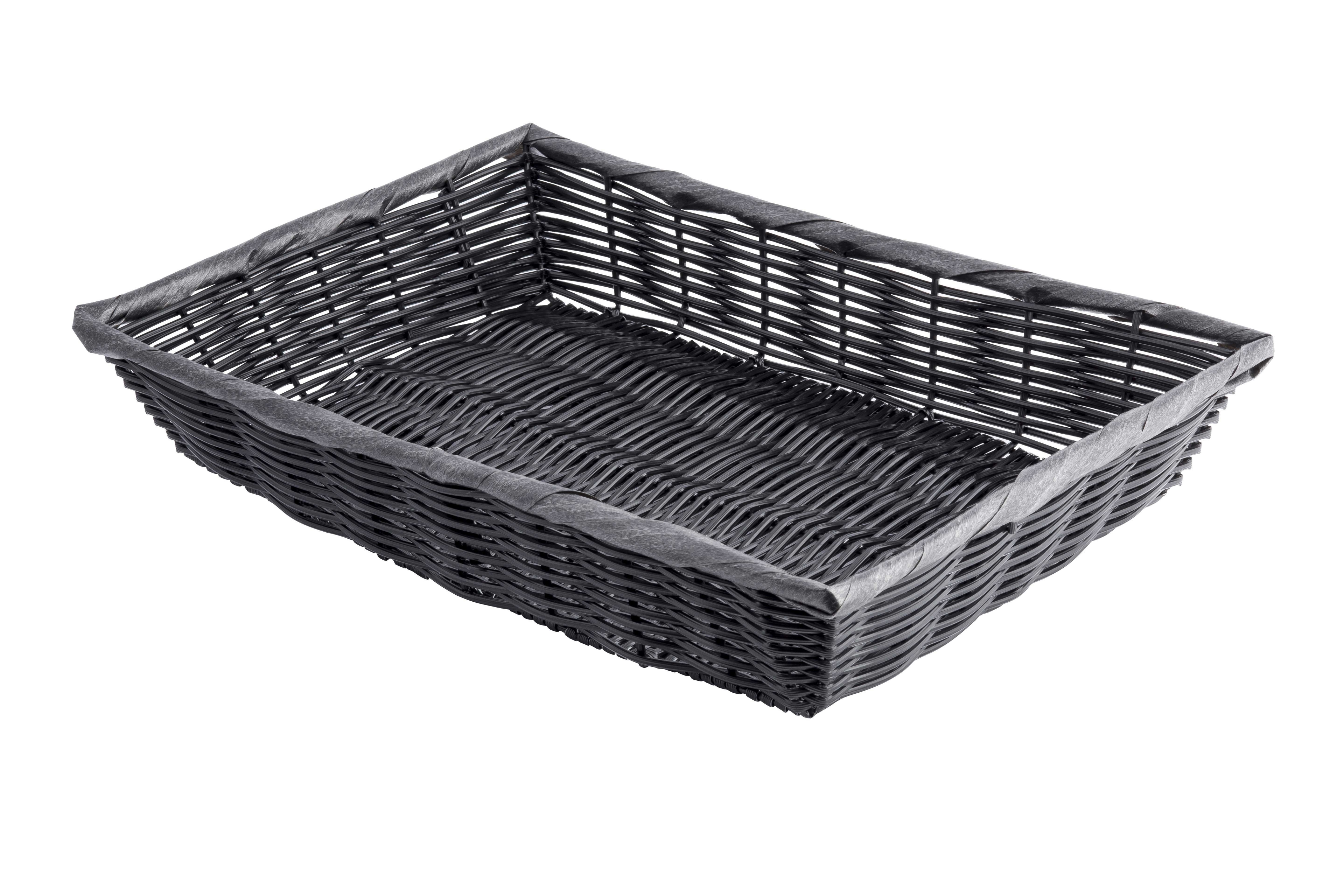 Tablecraft Black Rectangle Woven Basket, 16 x 11.75 x 3 inch -- 64 per case.