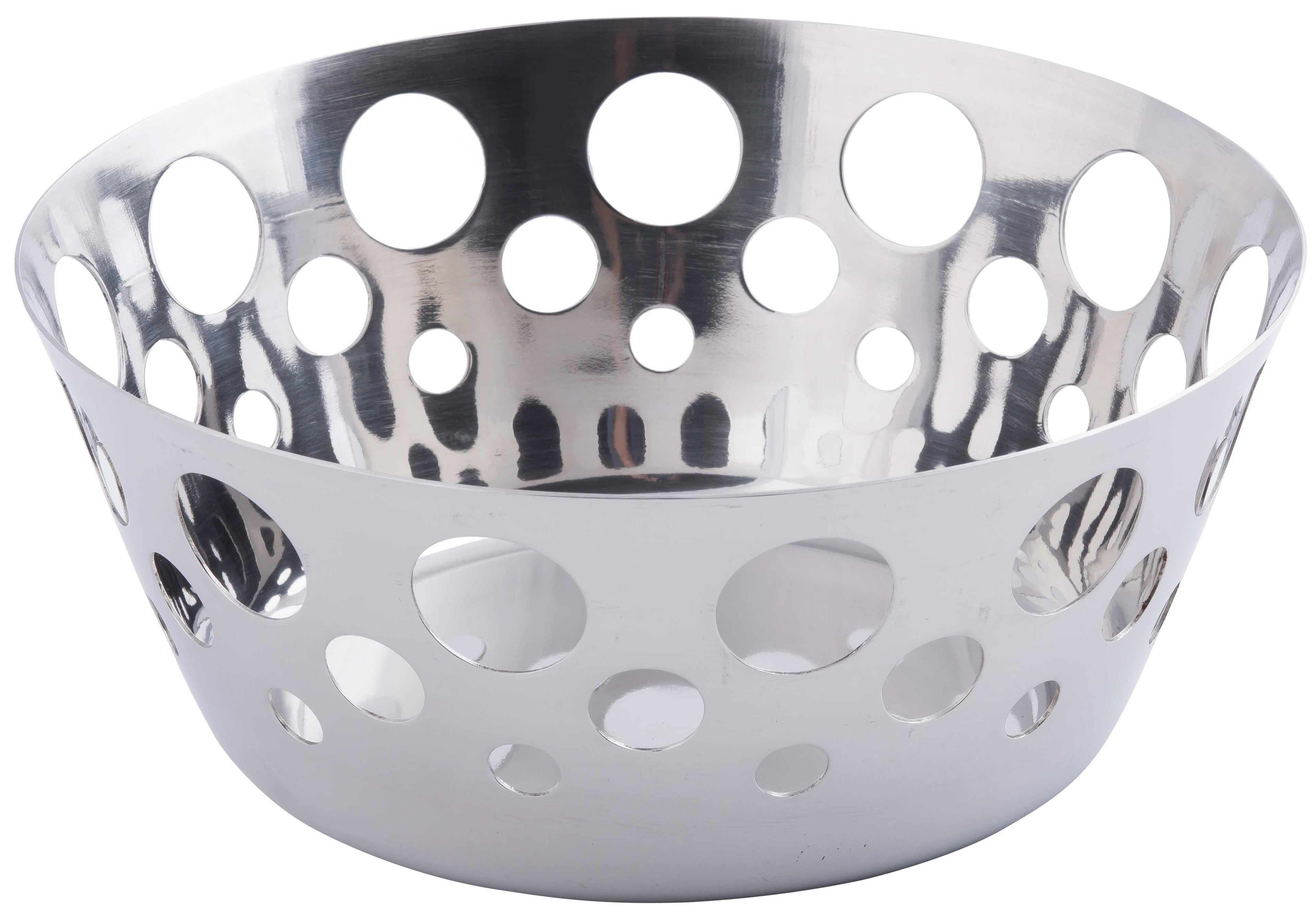 Tablecraft Stainless Steel Circle Cut Out Basket -- 12 per case