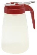 Tablecraft Polypropylene Modern Syrup Dispenser with Red Abs Top, 10 Ounce -- 12 per case