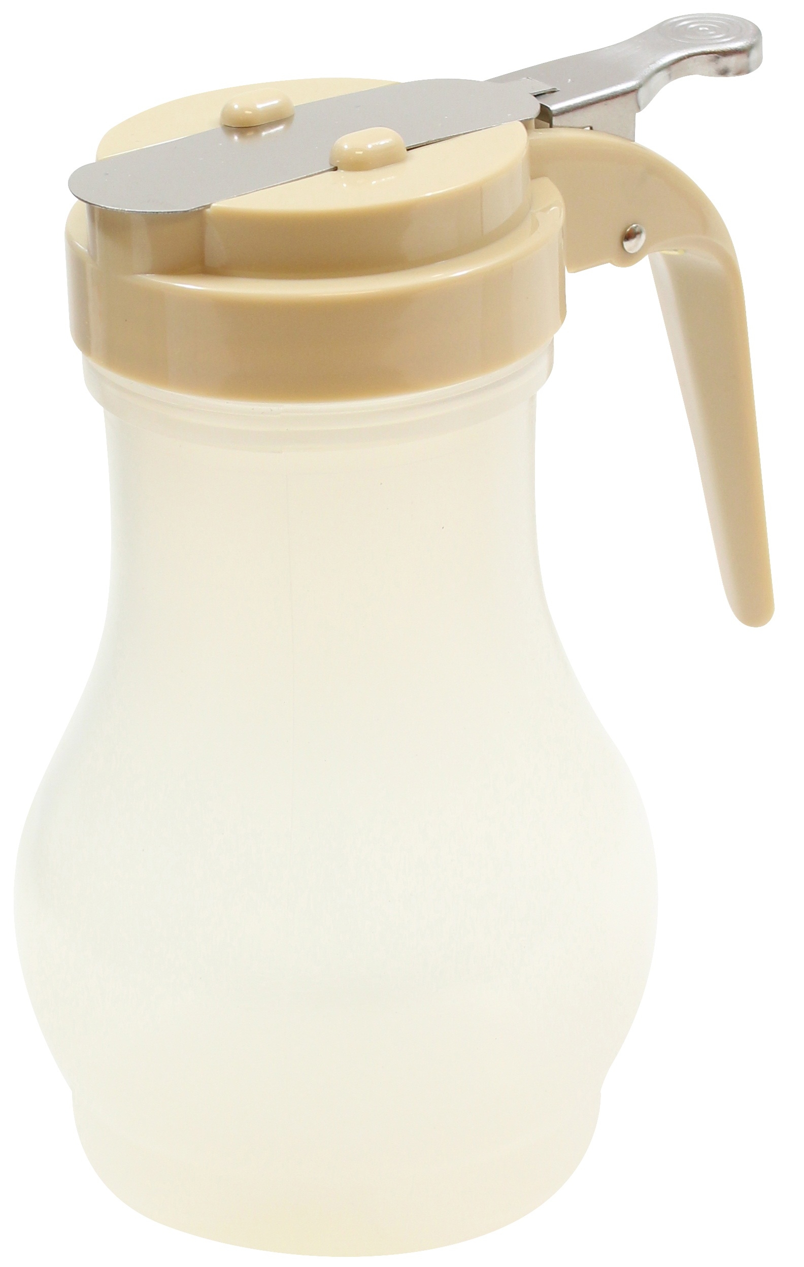 Tablecraft Polypropylene Teardrop Syrup Dispenser with Almond Abs Top, 10 Ounce -- 12 per case