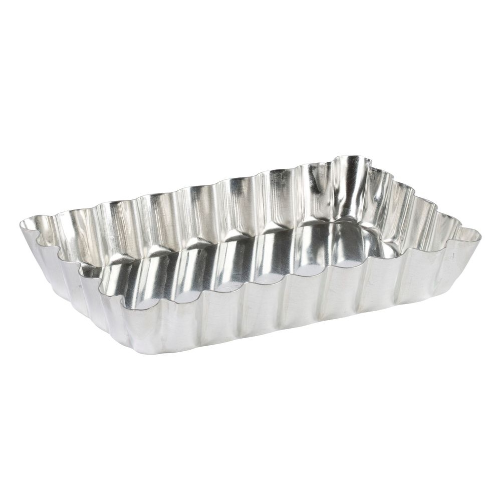 Gobel Tin Plate Rectangular Fluted Tartlet Mold, 4.76 inch Width X 2.95 inch Dia X 0.90 inch Height