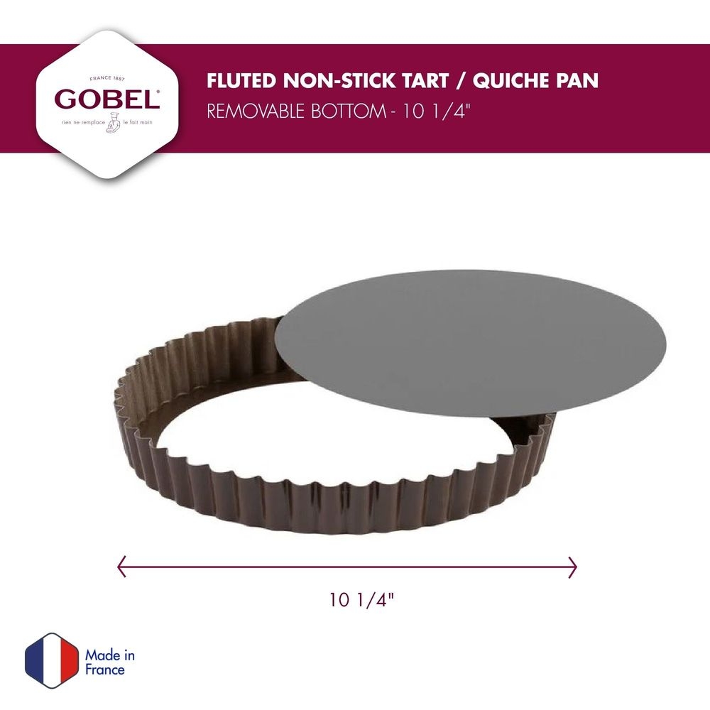 Gobel Non Stick Round Fluted Tart Mold With Removable Bottom, 10 1/4 Inch X 1 Inch Height