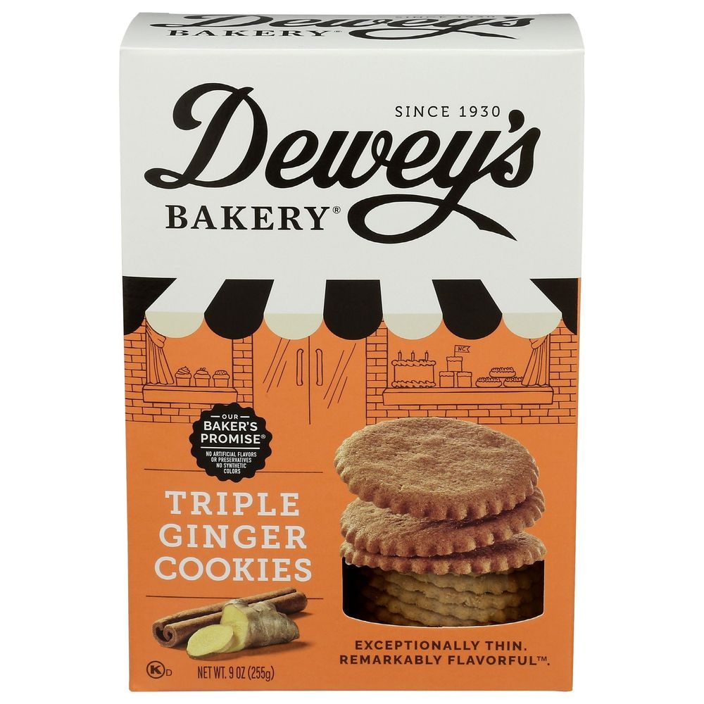 Deweys Moravian Style Triple Ginger Thin Cookies, 9 Ounce -- 6 per case