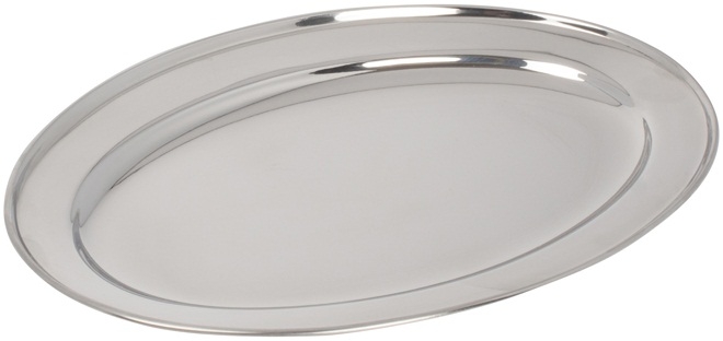 Winco Heavy Stainless Steel Oval Platter, 12 x 8 5/8 inch -- 10 per case