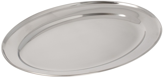 Winco Heavy Stainless Steel Oval Platter, 14 x 8 3/4 inch -- 10 per case