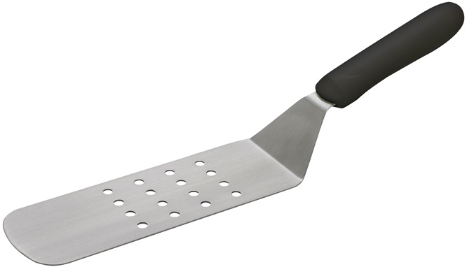 Winco Perforated Flexible Offset Turner with Polypropylene Black Handle, 8 1/4 x 2 7/8 inch Blade