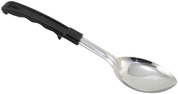 Winco Stainless Steel Solid Basting Spoon with Stop Hook Polypropylene Handle, 11 inch -- 12 per case