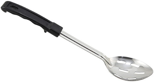 Winco Stainless Steel Slotted Basting Spoon with Stop Hook Polypropylene Handle, 13 inch -- 12 per case