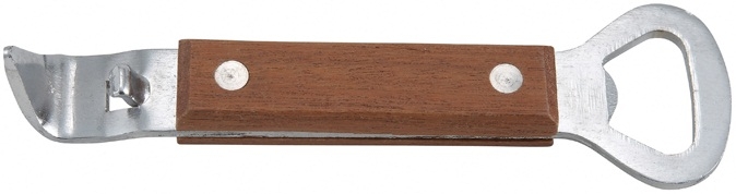 Winco Stainless Steel Can Tapper/Bottle Opener with Wooden Handle, 7 inch -- 12 per case