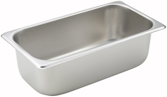 Winco 25 Gauge Stainless Steel Third Size Straight Sided Steam Pan, 4 inch -- 12 per case