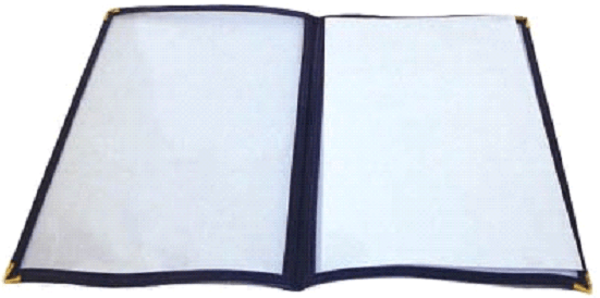 Winco Black Double Fold Panel Menu Cover, 14 x 8.5 inch -- 25 per case